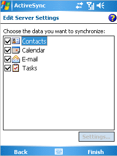 Options de synchronisation