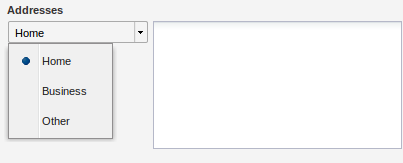 Cascade menu to choose the address type