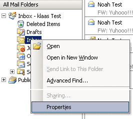 Folder properties button