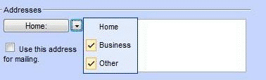 Cascade menu to choose the address type