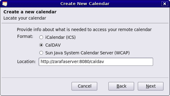 Informations CalDav