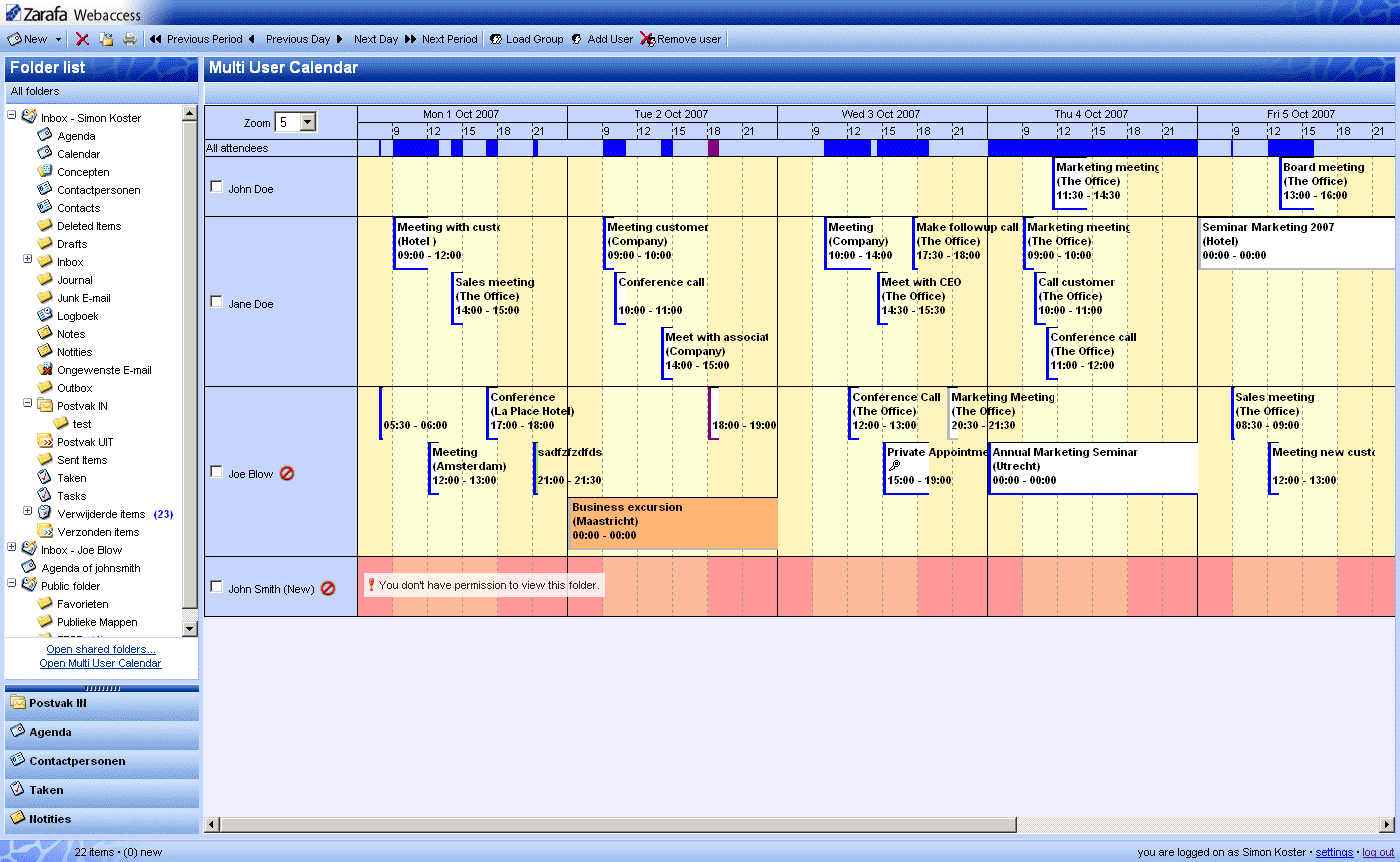 Multi User Calendar