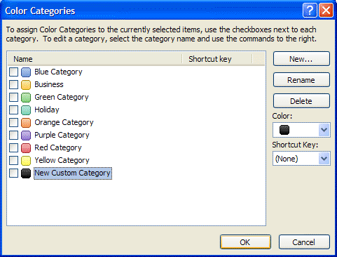 Categorys in Outlook 2007